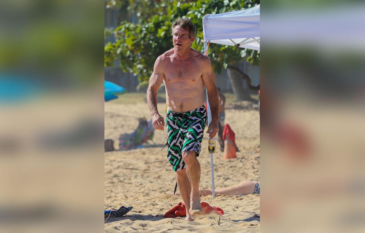 Shirtless Denis Quaid Shows Abs With Bikini Clad Girlfriend