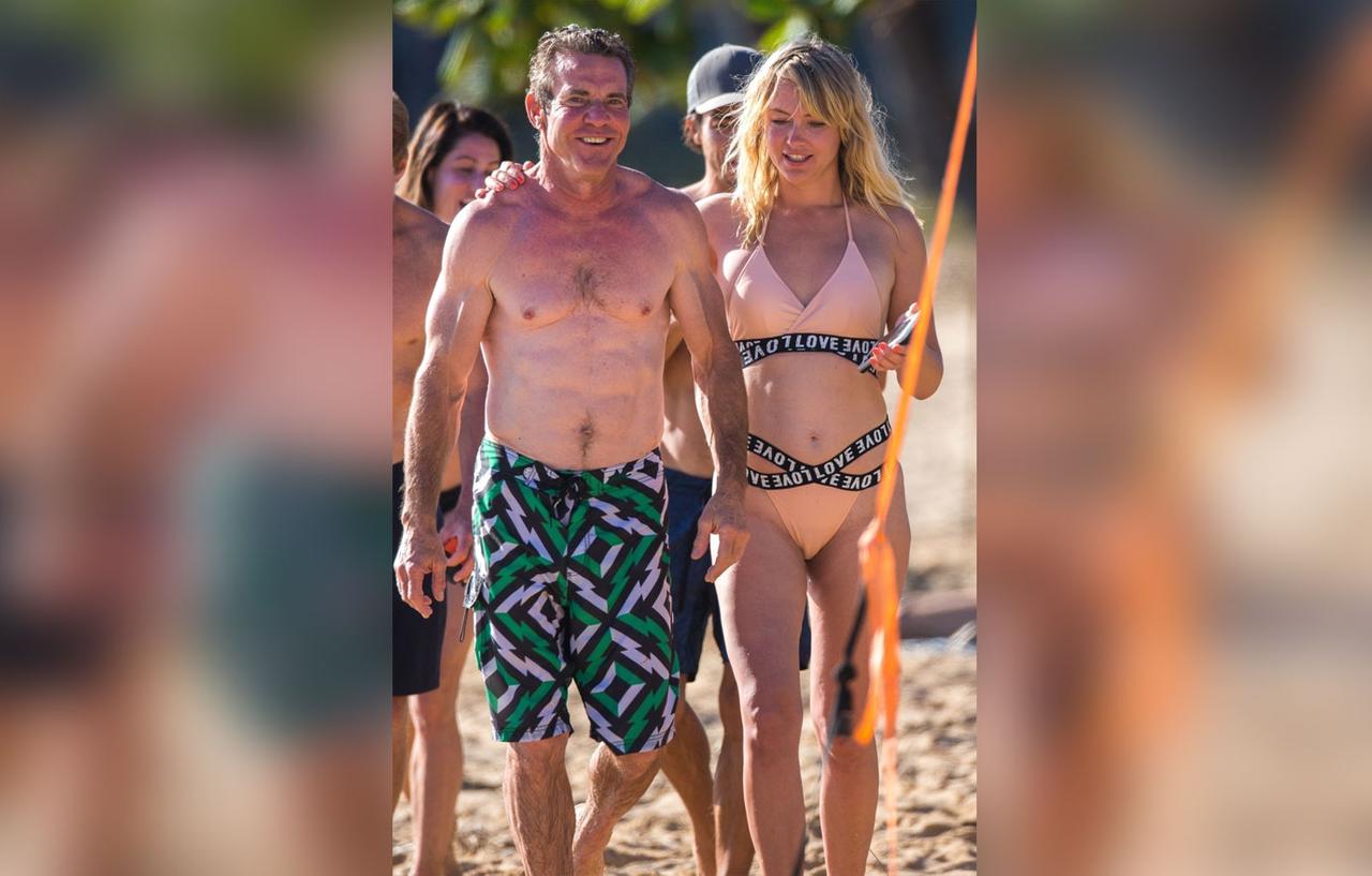 Shirtless Denis Quaid Shows Abs With Bikini Clad Girlfriend