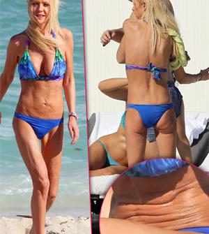 Scary Skinny Tara Reid Shows Off Saggy Bikini Body