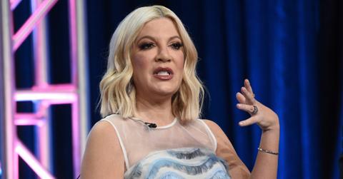 Tori Spelling speaks in Fox's "BH90210" panel