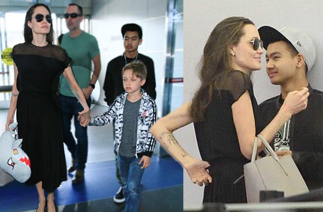 Angelina Jolie's legs appear slimmer than her 5-year-old children's