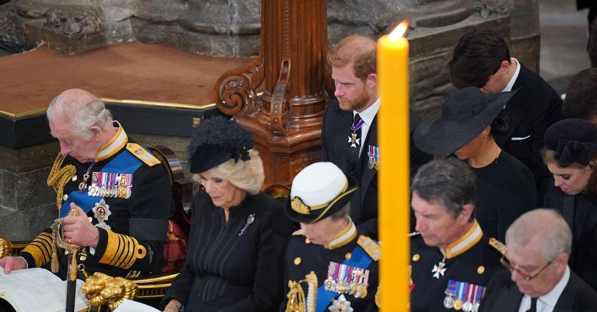 prince harry meghan markle sit second row behind king charles iii queen elizabeth funeral jpg