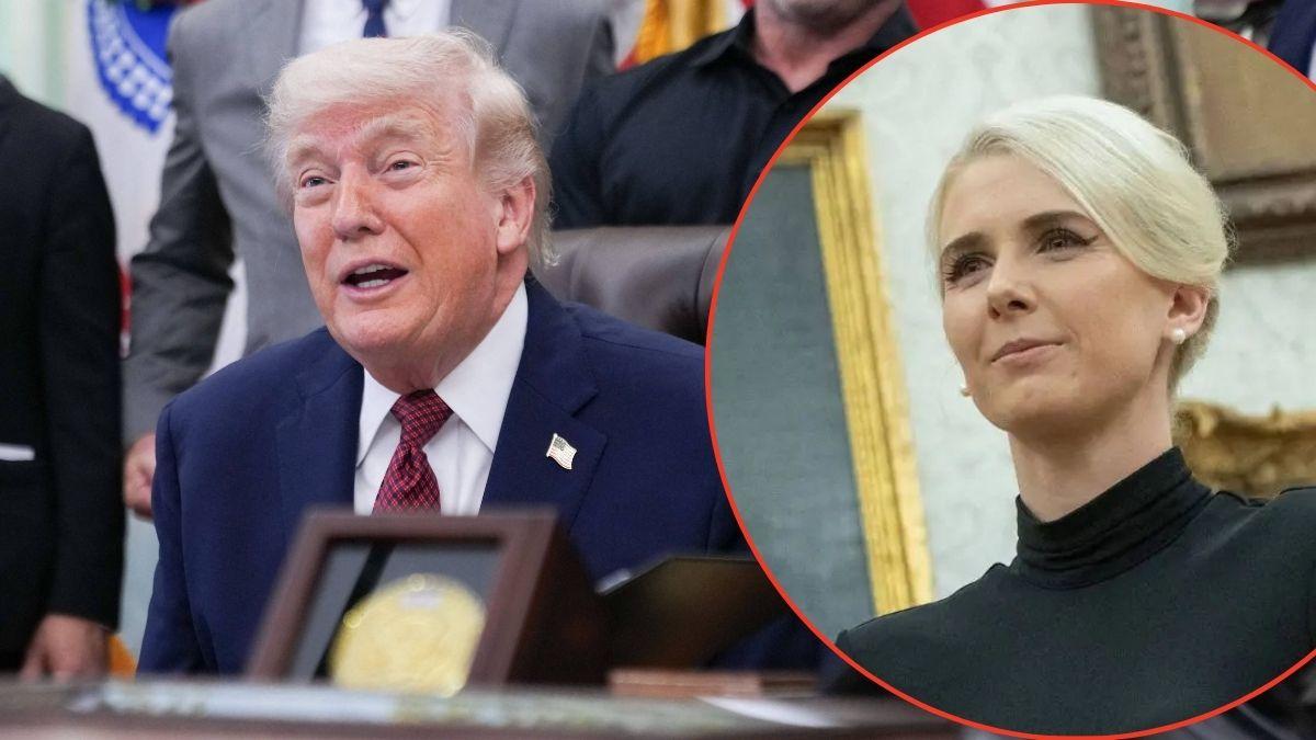 A photo of Donald Trump alongside a photo of Natalie Harp