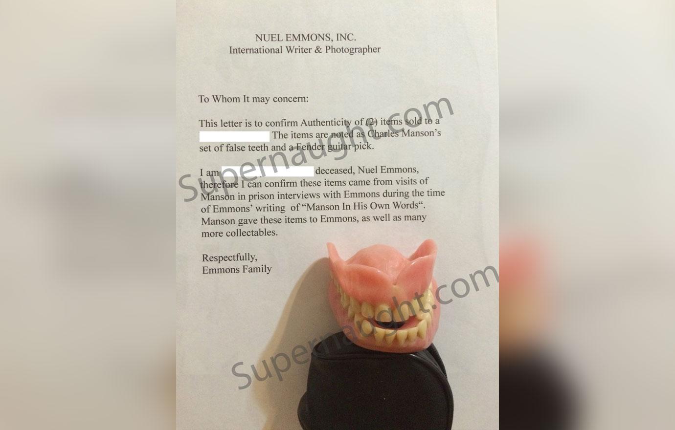 Charles Manson False Teeth Auction