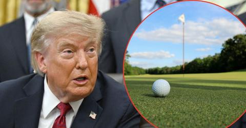 Split image of Donald Trump and golf course