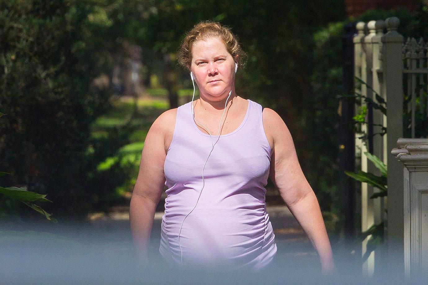 Pregnant Amy Schumer Shows Off Baby Bump During Makeup-Free Stroll