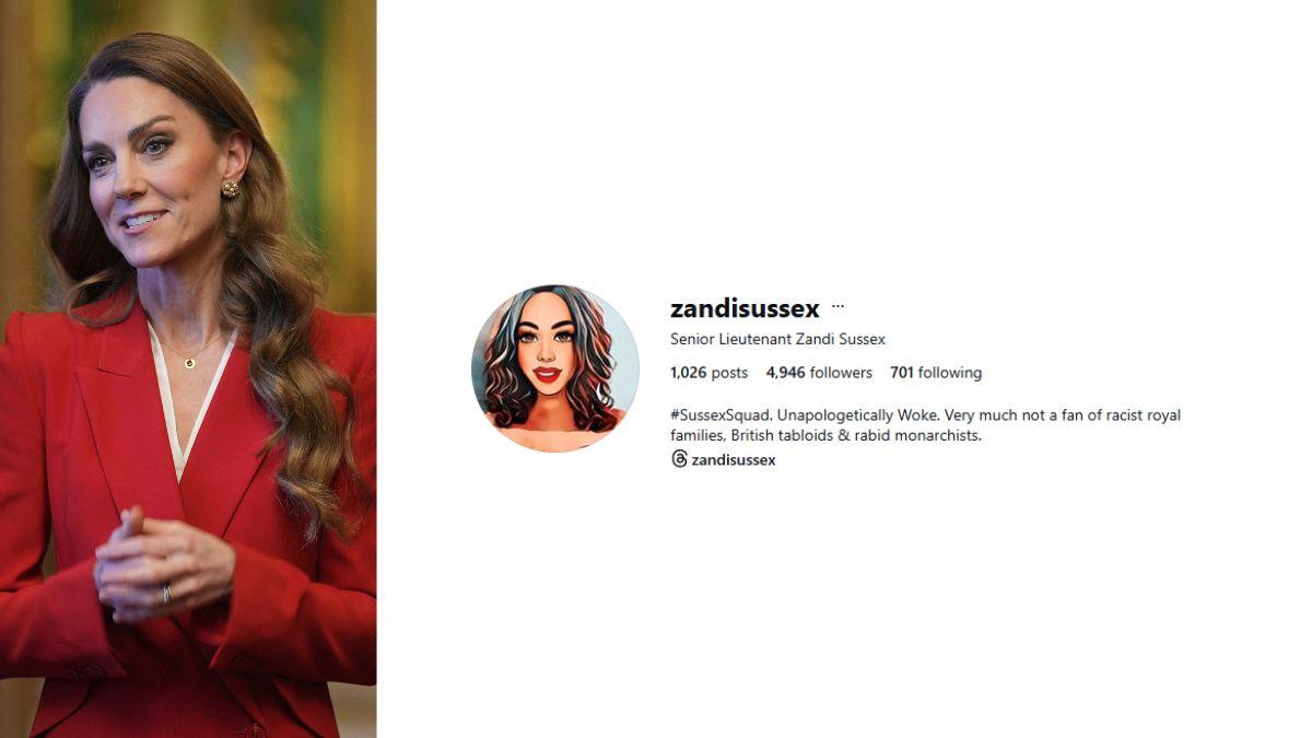 Photo of Princess Kate and profile picture of @ZandiSussex