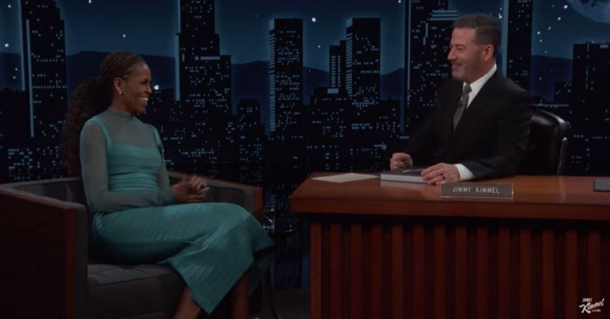 picture of Michelle Obama and Jimmy Kimmel