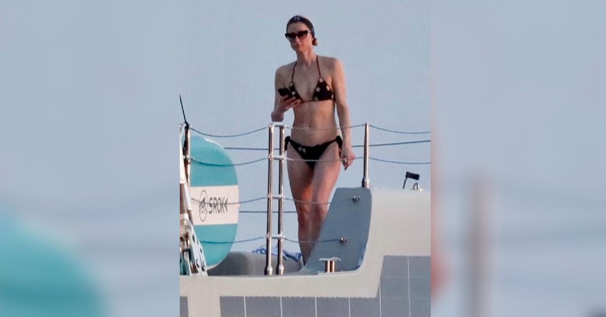 Paris Hilton on a yacht off the coast of St. Tropez