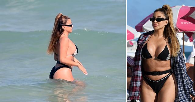 larsa pippen belted bikini ocean miami beach with daughter sophia rf