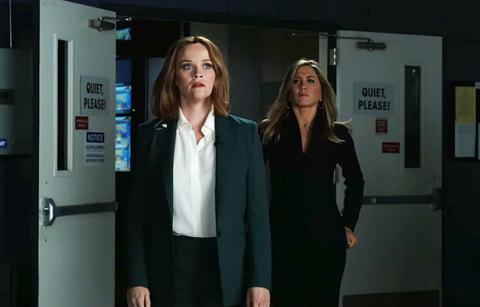 Reese Witherspoon wore a black business suit with a white blouse, while Jennifer Aniston sported a black dress in The Morning Show.