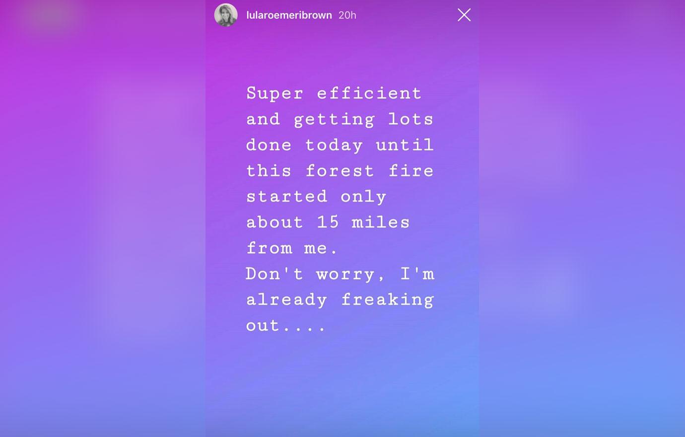 Screenshot of Meri Brown's IG Story Text