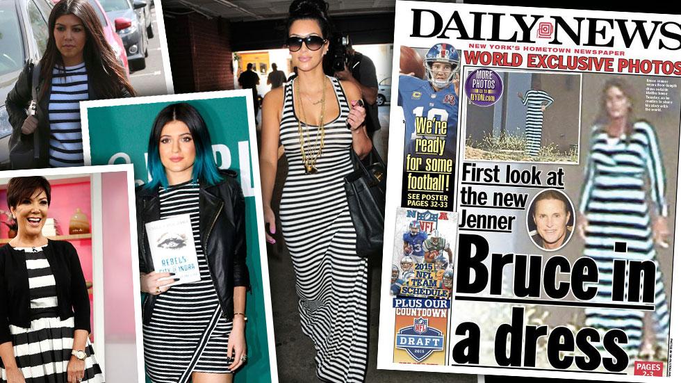 Bruce Jenner Dress Copies Striped Fashions