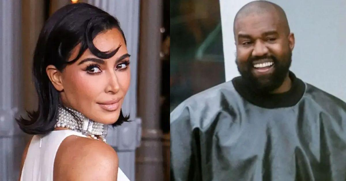 Split photo of Kim Kardashian, Kanye West