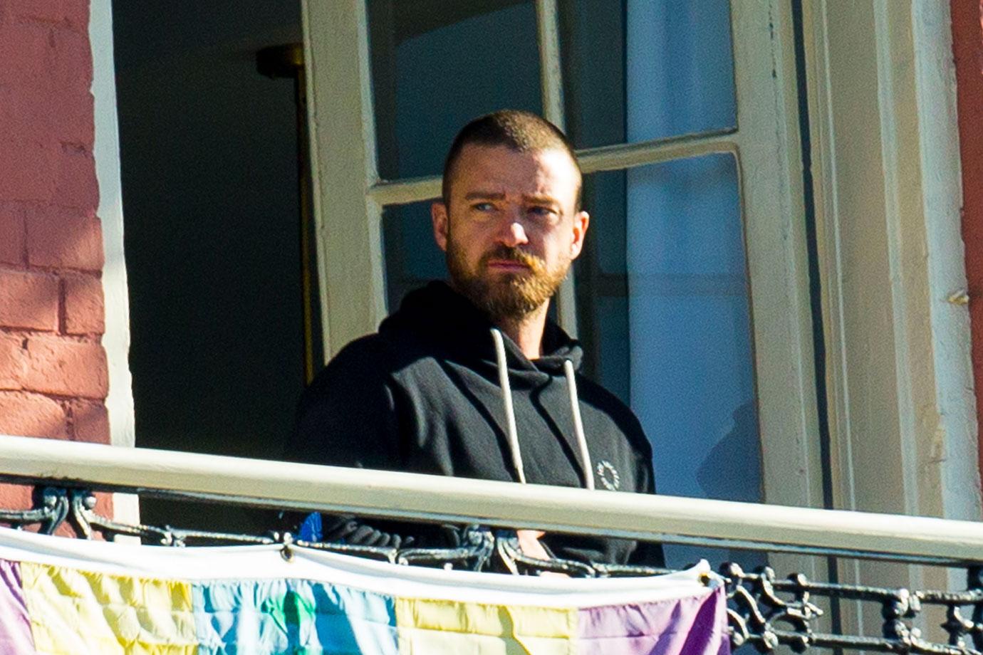 Justin Timberlake Wearing Sweats on a New Orleans Balcony