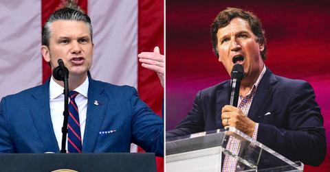 A photo of Pete Hegseth alongside a photo of Tucker Carlson