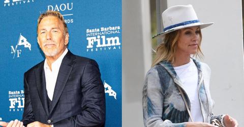 split photo of Kevin Costner and Christine Baumgartner