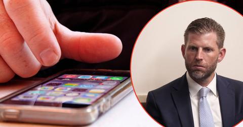 A photo of a phone alongside a photo of Eric Trump
