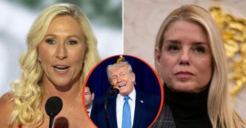 split image of Marjorie Taylor Greene / Pam Bondi / Donald Trump