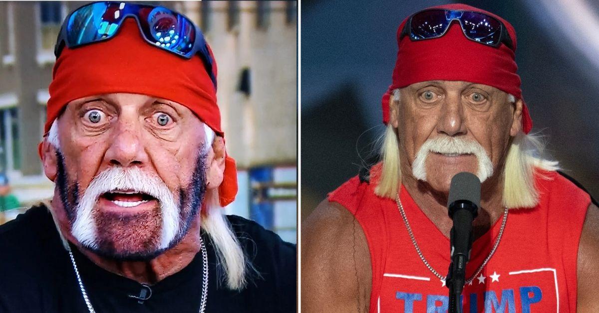 Split photo of after and before Hulk Hogan