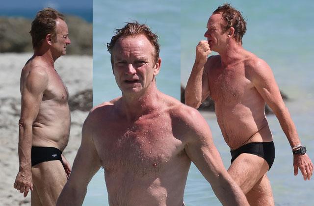 //sting shows off speedo miami beach pp