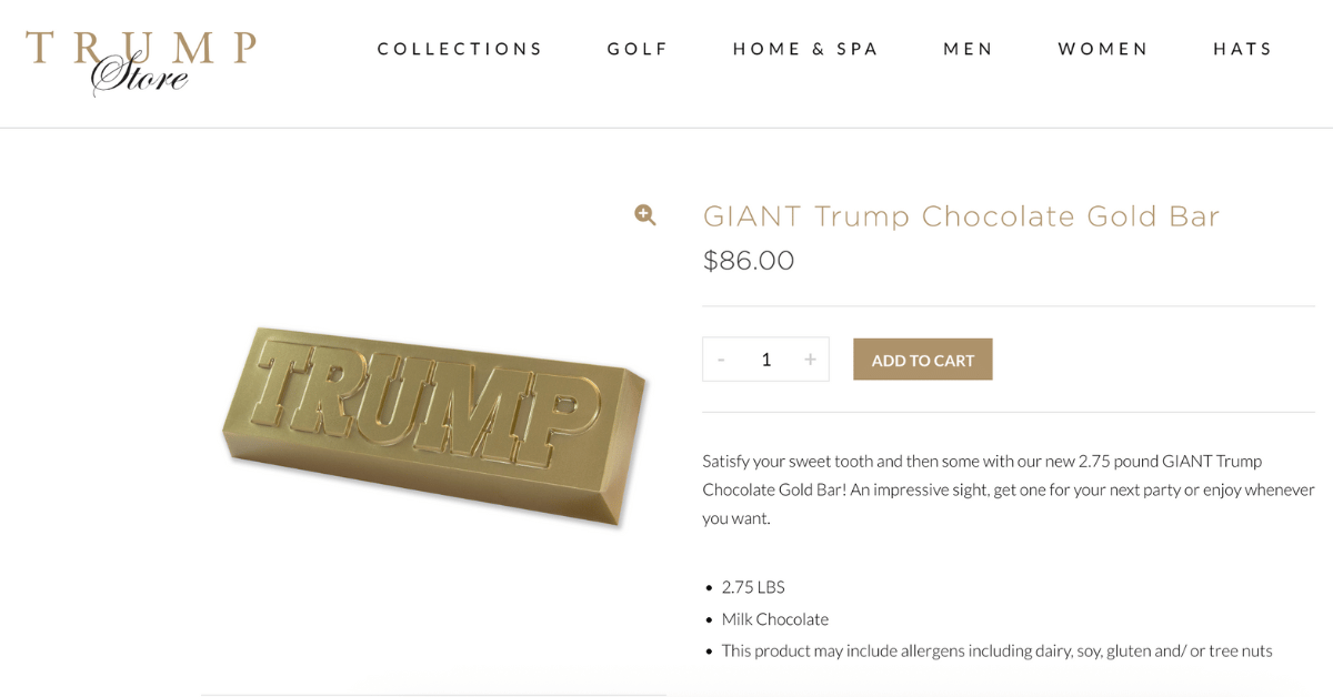 Photo of Trump chocolate gold bar