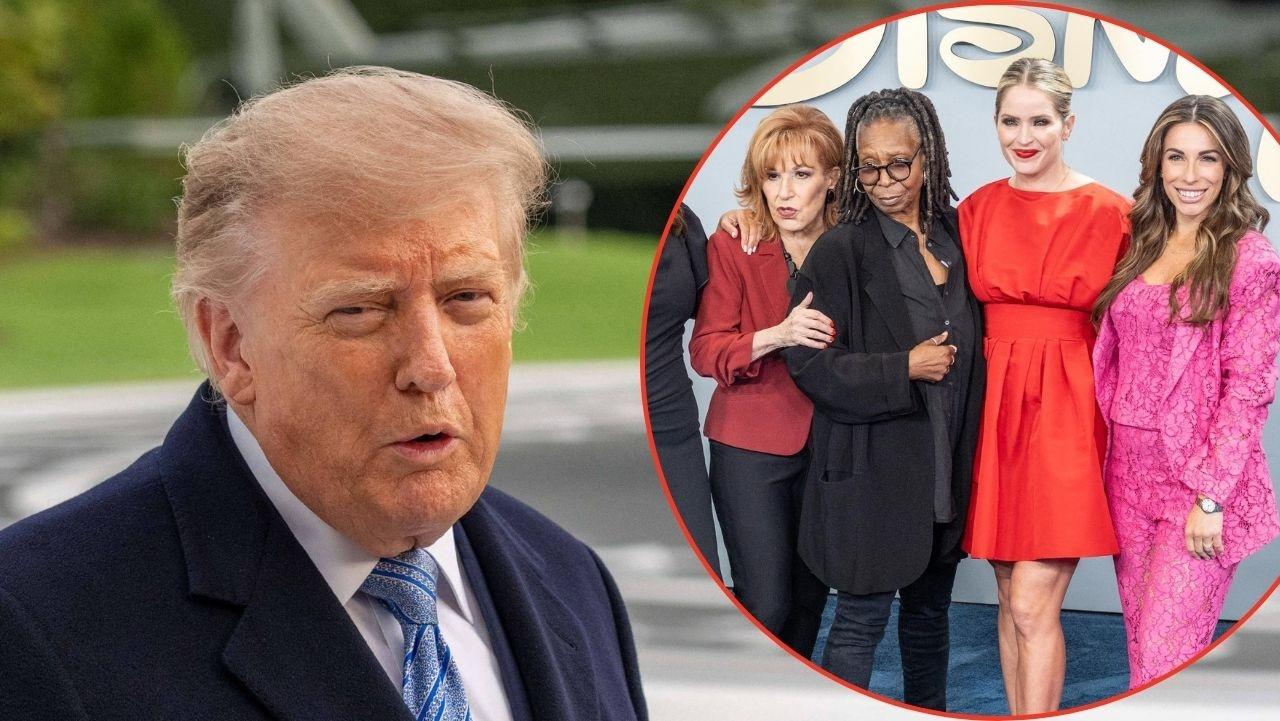 Split image of Donald Trump and 'The View' cast