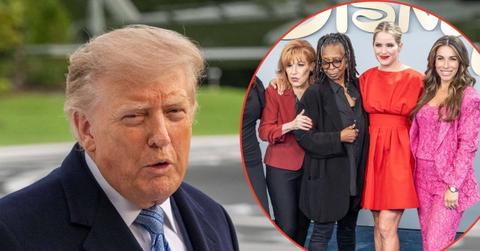 Split image of Donald Trump and 'The View' cast