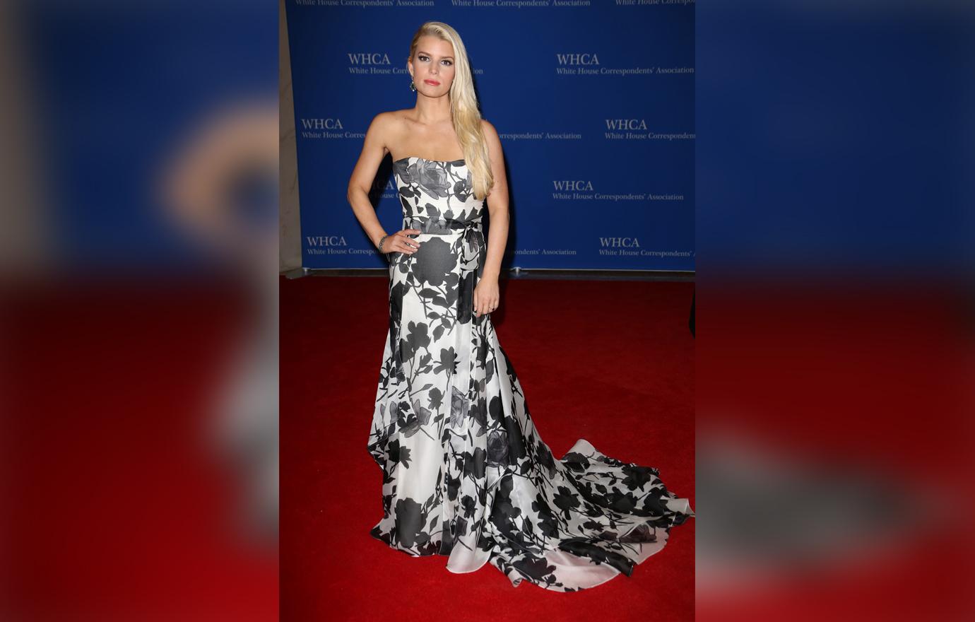 Jessica Simpson in Long Floral Gown Looking Very Skinny