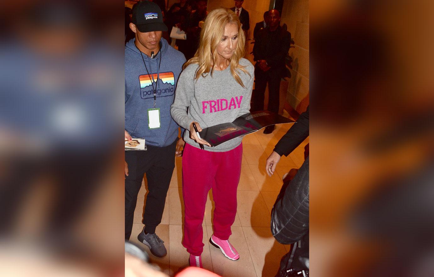 Celine Dion Wears Bright Pink Sweats