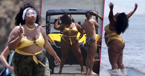 Lizzo Shows Off Curves In Gold Bikini During Beach Day: Photos