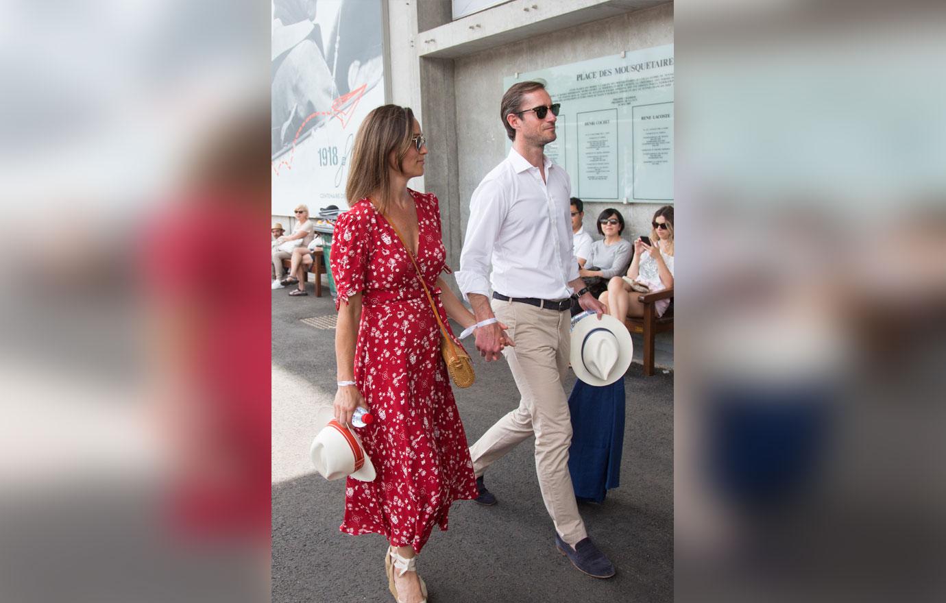 Pregnant Pippa Middleton Hides Bump Red Dress