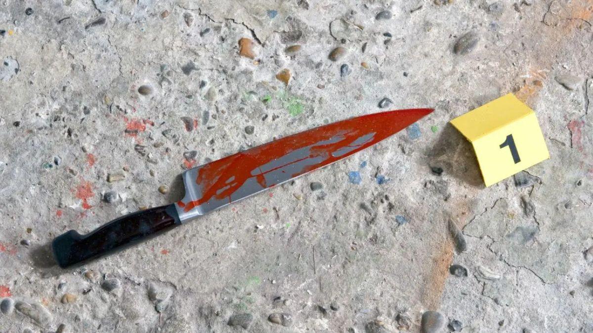 A photo of a bloody knife