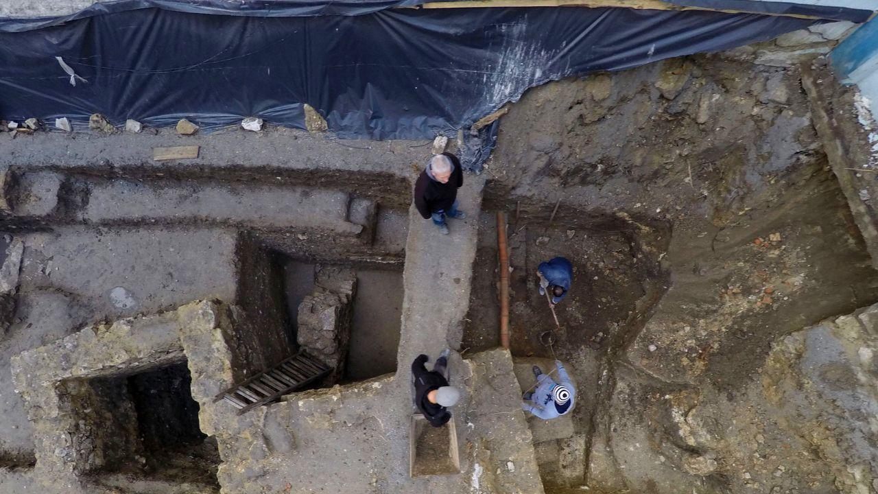 Archaeologists unearthed an abandoned quarry beneath the church.