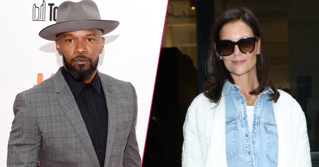 Left Jamie Foxx attends 'Just Mercy' premiere, Arrivals, Toronto International Film Festival, Canada.Right, Katie Holmes, Chanel Iman and Delilah Belle Hamlin arrive at the Elie Tahari Spring 2020 Runway Show at Spring Studio.