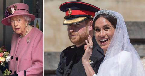 photo of Queen Elizabeth II, Prince Harry and Meghan Markle