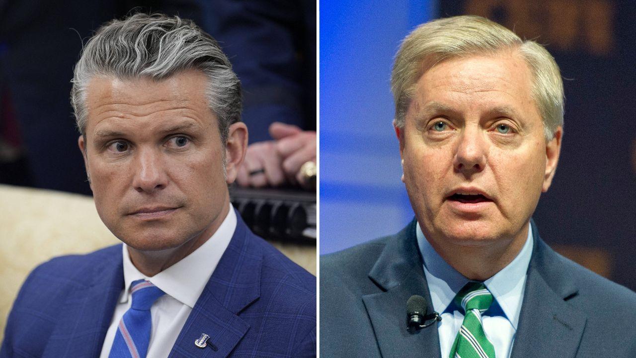 split image of Pete Hegseth and Lindsey Graham