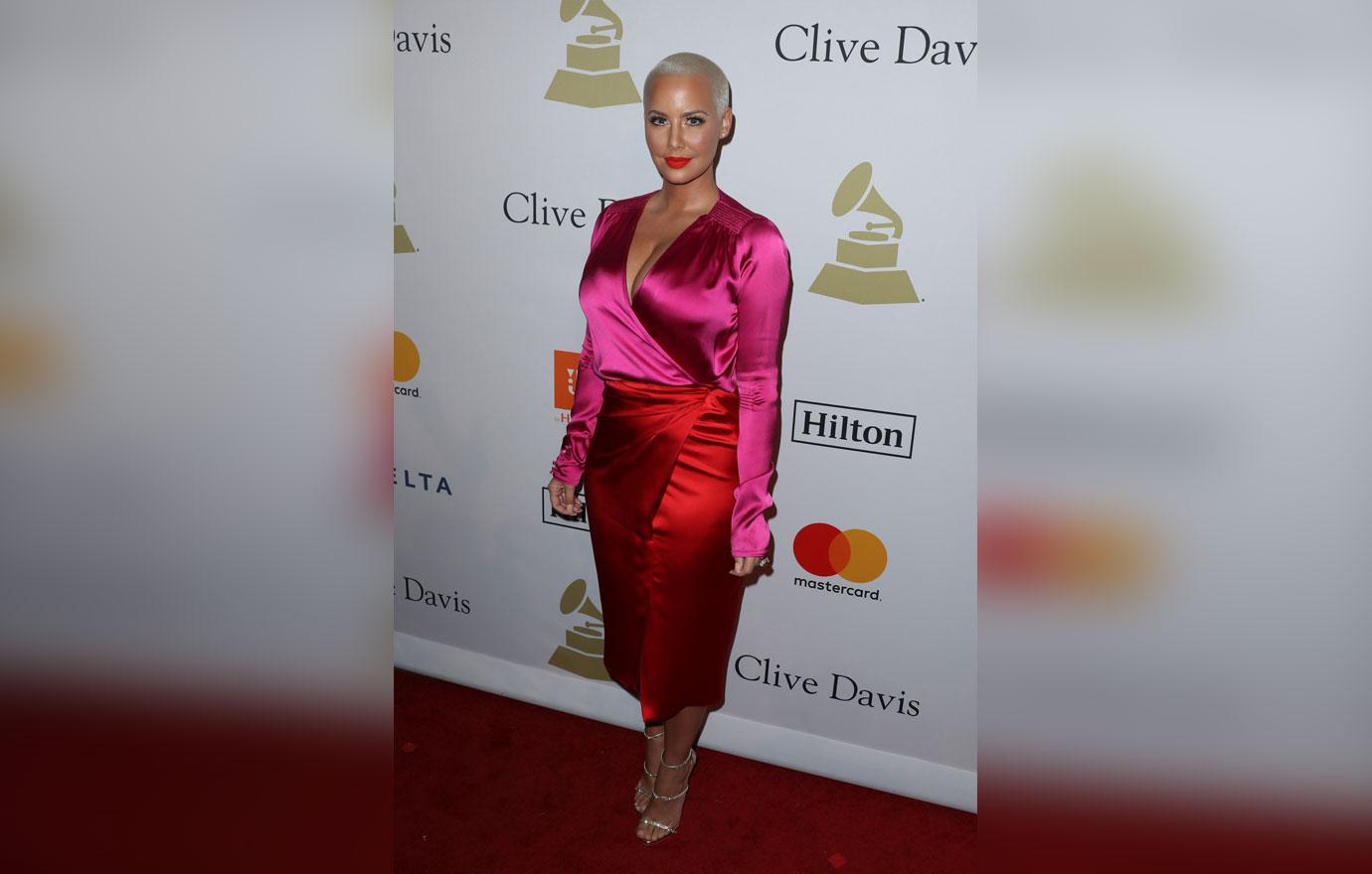 Amber Rose Wiz Khalifa Back Together Grammys Kissing Red Carpet Pics