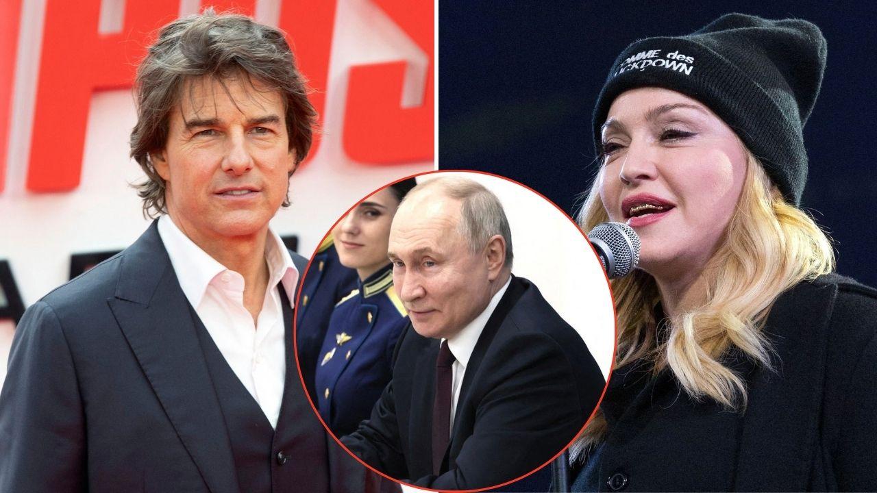 Tom Cruise and Madonna are among the stars allegedly named in Vladimir Putin's blackmail files.