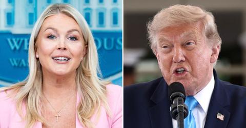 split image of Karoline Leavitt and Donald Trump