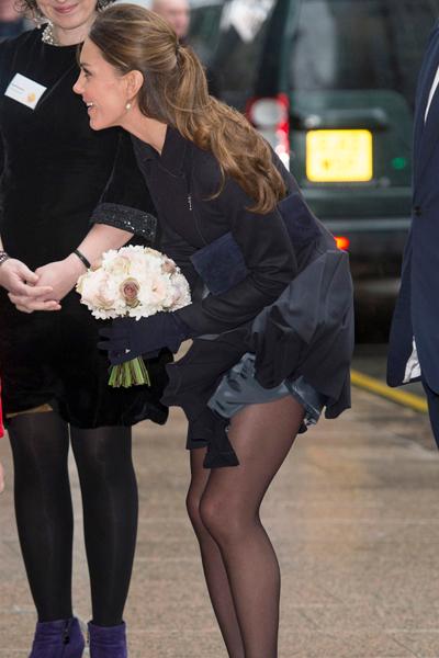 //princess kate middleton skirt fly up london