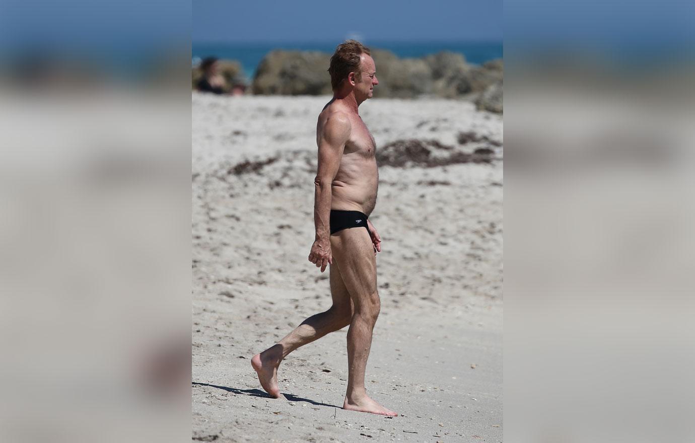 //sting shows off speedo miami beach