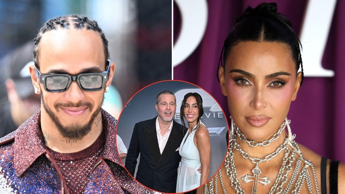 Kim Kardashian has been using her Lewis Hamilton romance to spark double date buzz involving Brad Pitt.