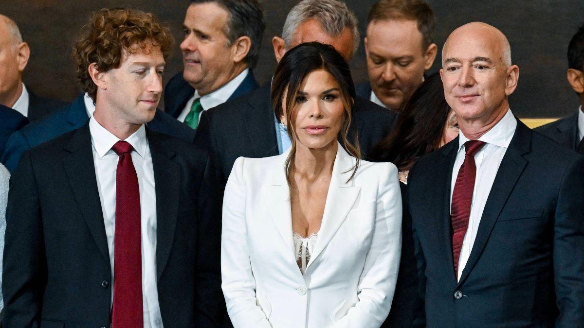 Photo of Mark Zuckerberg, Lauren Sanchez and Jeff Bezos