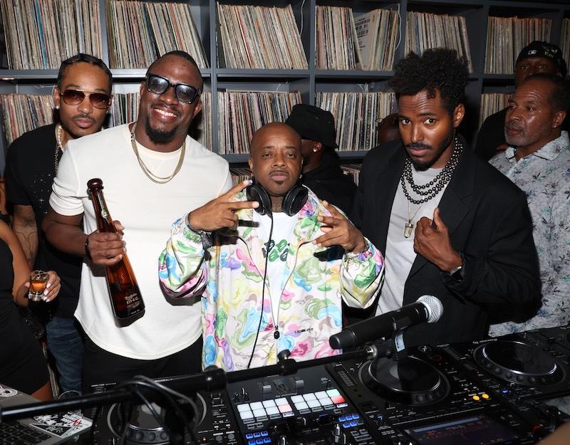 dj mos celebrating his birthday with a tequila don julio  toast while jermaine dupri is djing at his party in los angeles this weekend with dj ruckus