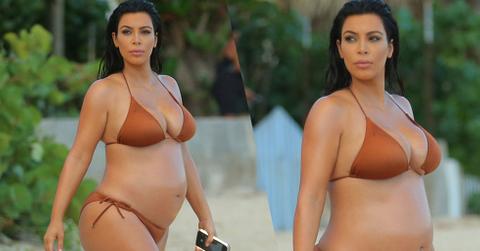 Kim Kardashian Bikini Pregnant Boobs St Barts