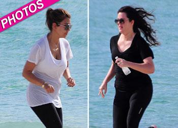 //kourtney khloe kardashian work out beach