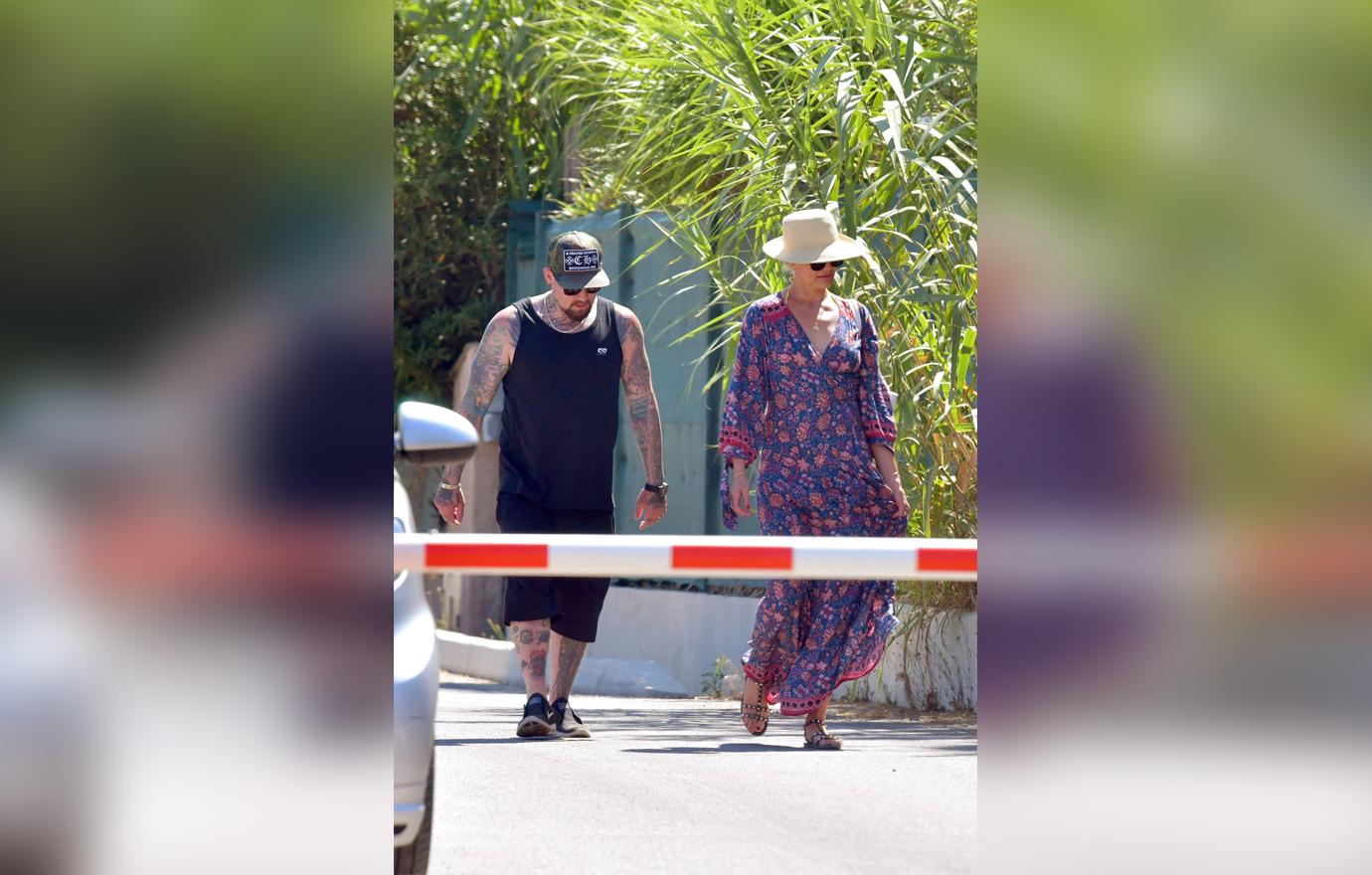 Cameron Diaz and Benji Madden strolling during holiday in St Tropez.