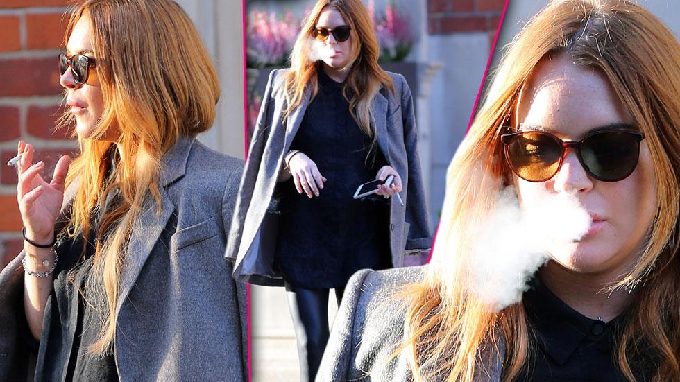 Lindsay Lohan Takes Smoking Break Outside Of London Hotel 1171