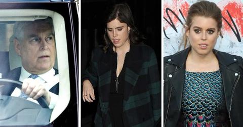 Split photos of Andrew Mountbatten Windsor, Princess Beatrice and Eugenie